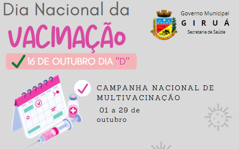 Campanha Nacional de Multivacinação tem seu dia “D” neste sábado   